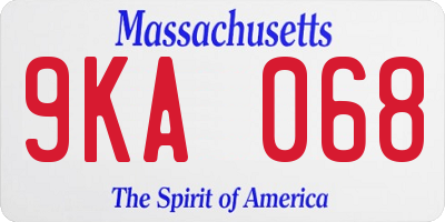 MA license plate 9KA068