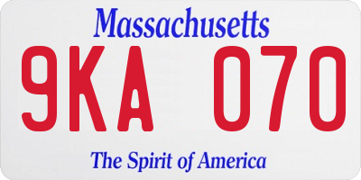 MA license plate 9KA070