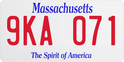 MA license plate 9KA071