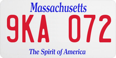 MA license plate 9KA072