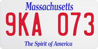MA license plate 9KA073