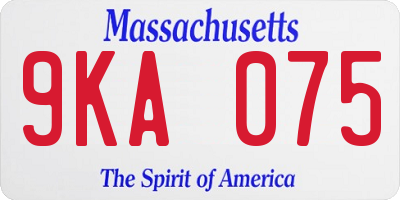 MA license plate 9KA075