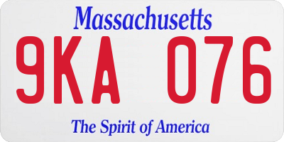 MA license plate 9KA076