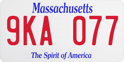 MA license plate 9KA077