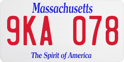 MA license plate 9KA078