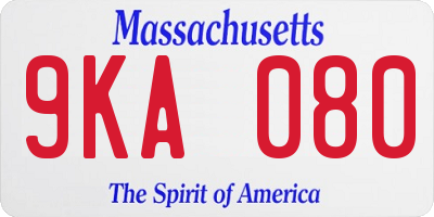 MA license plate 9KA080