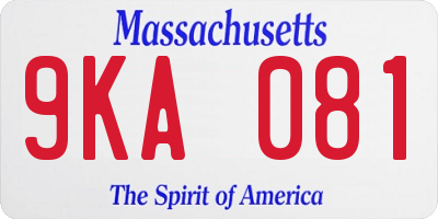 MA license plate 9KA081