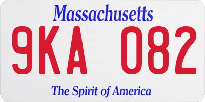 MA license plate 9KA082