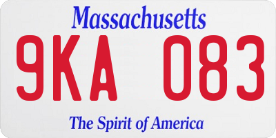 MA license plate 9KA083