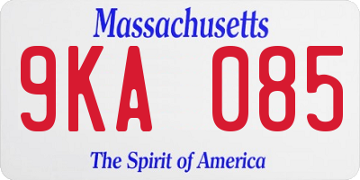 MA license plate 9KA085
