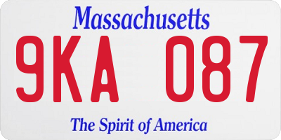 MA license plate 9KA087