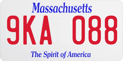 MA license plate 9KA088
