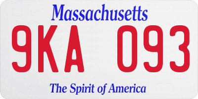 MA license plate 9KA093