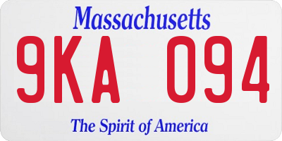 MA license plate 9KA094