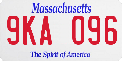 MA license plate 9KA096