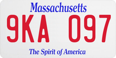 MA license plate 9KA097