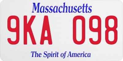 MA license plate 9KA098