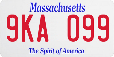 MA license plate 9KA099