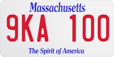 MA license plate 9KA100