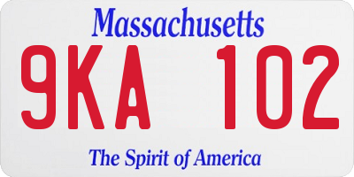 MA license plate 9KA102
