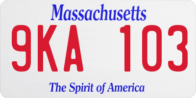 MA license plate 9KA103