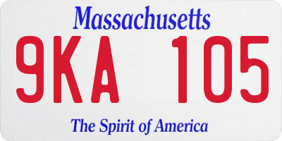 MA license plate 9KA105