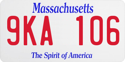 MA license plate 9KA106