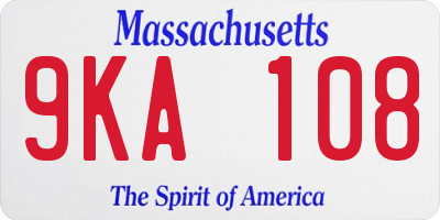 MA license plate 9KA108