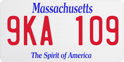 MA license plate 9KA109