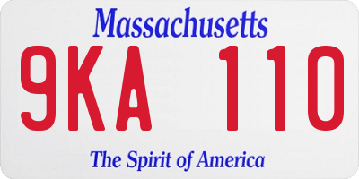 MA license plate 9KA110