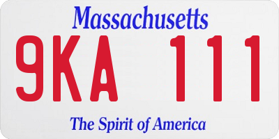 MA license plate 9KA111