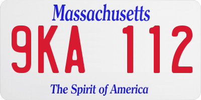 MA license plate 9KA112