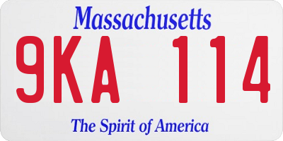 MA license plate 9KA114
