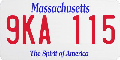 MA license plate 9KA115