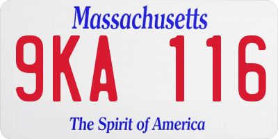 MA license plate 9KA116