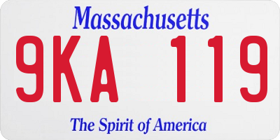 MA license plate 9KA119
