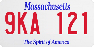 MA license plate 9KA121