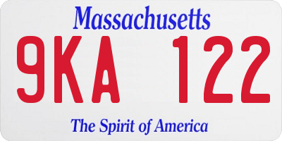 MA license plate 9KA122