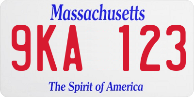 MA license plate 9KA123