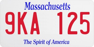 MA license plate 9KA125