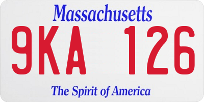 MA license plate 9KA126