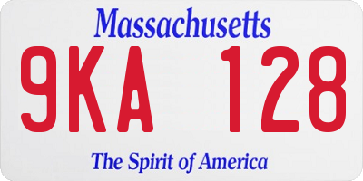 MA license plate 9KA128