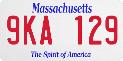 MA license plate 9KA129