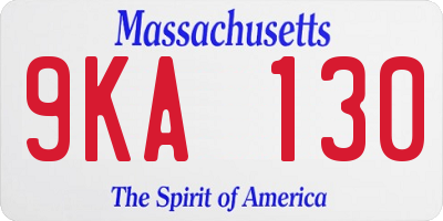 MA license plate 9KA130