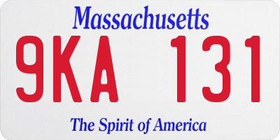 MA license plate 9KA131