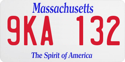 MA license plate 9KA132
