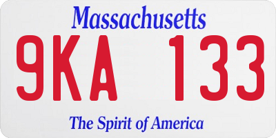 MA license plate 9KA133