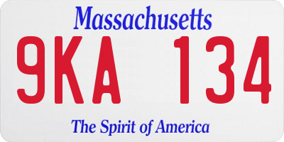 MA license plate 9KA134