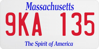 MA license plate 9KA135