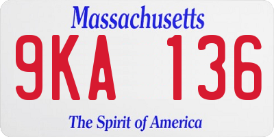 MA license plate 9KA136